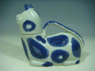 chinese blue and white porcelain cat statue 4