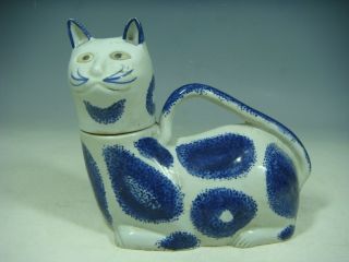 chinese blue and white porcelain cat statue 5