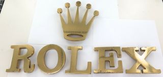 . Rolex Rare / Vintage / Huge Retailers 6 Piece Brass Wall Sign.