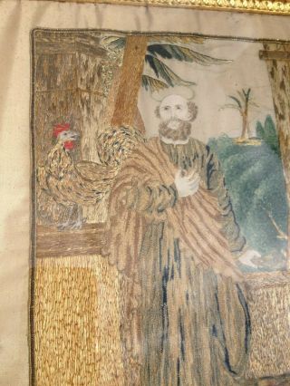 Antique 18 Century Catholic Religious Apostle St Peter Saint Peter ' s Embroidered 5