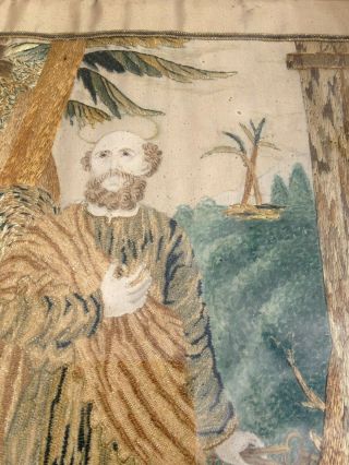 Antique 18 Century Catholic Religious Apostle St Peter Saint Peter ' s Embroidered 7