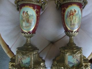 Antique Sevres Royal Vienna Bronze Porcelain Vases