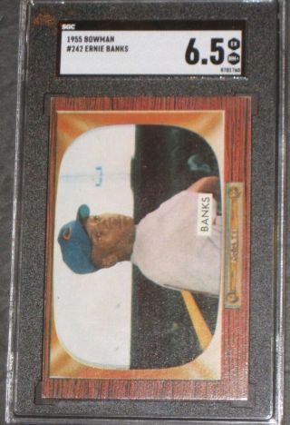 1955 Bowman Ernie Banks Baseball Card 242 Sgc 6.  5 Ex/nm,  Chicago Cubs