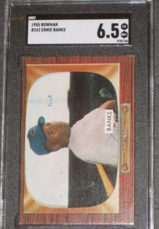 1955 Bowman ERNIE BANKS Baseball Card 242 SGC 6.  5 EX/NM,  Chicago Cubs 2