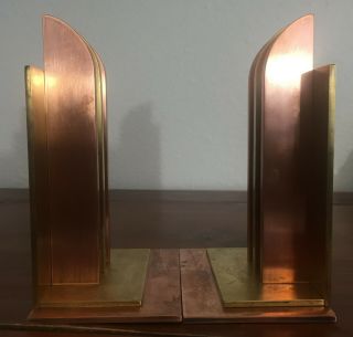 RARE 1930s Art Deco CHASE WALTER VAN NESSEN Modern Bookends - Brass & Copper, 7