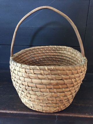 Antique South Carolina Sweetgrass/rye Gathering Basket Ca.  1800’s