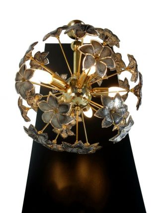 Mid Century Sputnik Chandelier With Murano Glass Flowers Italy 1960s/70s 3