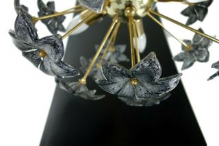 Mid Century Sputnik Chandelier With Murano Glass Flowers Italy 1960s/70s 4