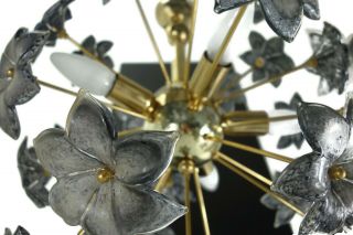 Mid Century Sputnik Chandelier With Murano Glass Flowers Italy 1960s/70s 6