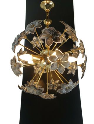 Mid Century Sputnik Chandelier With Murano Glass Flowers Italy 1960s/70s 7