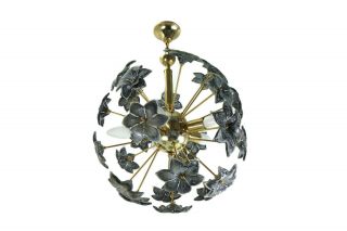 Mid Century Sputnik Chandelier With Murano Glass Flowers Italy 1960s/70s 8