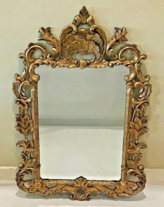 Vintage French Louis Xv Style Gold Gilt Carved Wood Frame Mirror