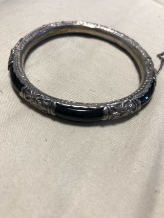 Vintage Antique Chinese Sterling Silver Bamboo Floral Bracelet/bangle Jewelry