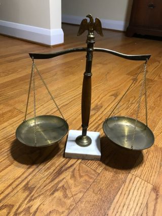 Brass Legal Lawyer Scale Of Justice With Eagle Finial With Marble Base B67