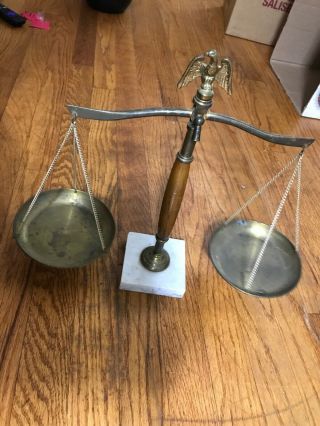 Brass Legal Lawyer Scale of Justice with Eagle Finial With Marble Base B67 2