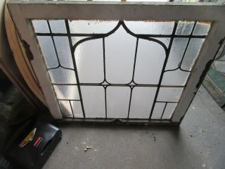 ANTIQUE AMERICAN STAINED GLASS WINDOW 34 x 31 ARCHITECTURAL SALVAGE 8