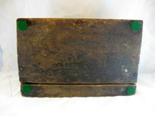 Antique Primitive Painted Wooden Utensil Condiment Box Carrier Tote Square Nails 8