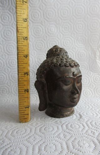 Bronze Urna Buddha Head Chinese South East Asian Dynastic primitive casting 10