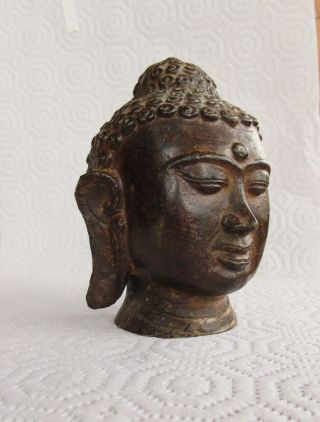 Bronze Urna Buddha Head Chinese South East Asian Dynastic primitive casting 2