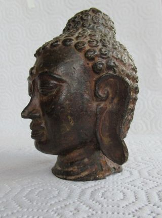 Bronze Urna Buddha Head Chinese South East Asian Dynastic primitive casting 3