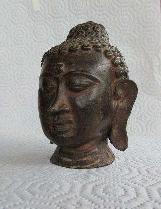 Bronze Urna Buddha Head Chinese South East Asian Dynastic primitive casting 4