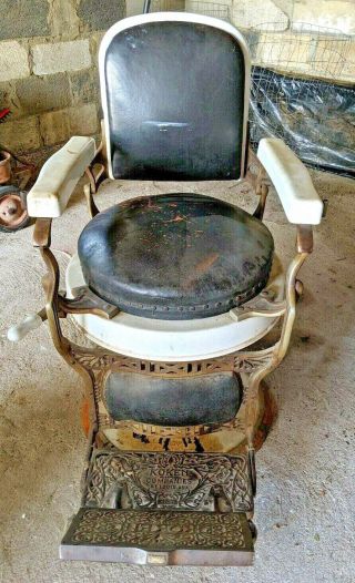 Koken Barbers Chair All Missing Headrest Needs Restoration