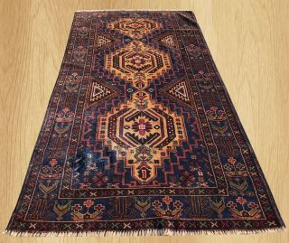 Distressed Hand Knotted Vintage Afghan Zakani Balouch Wool Area Rug 6.  5 X 3.  4 Ft