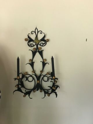 Vintage Italian Sconce Black And Gold