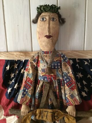 Primitive Americana Angel Doll with Flag Bunting Wings - OOAK 3