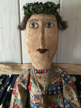 Primitive Americana Angel Doll with Flag Bunting Wings - OOAK 4