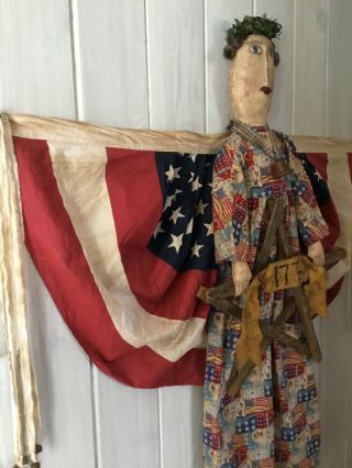 Primitive Americana Angel Doll with Flag Bunting Wings - OOAK 5
