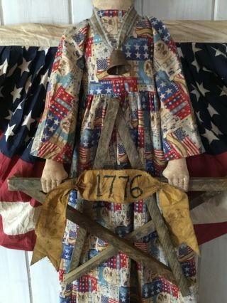 Primitive Americana Angel Doll with Flag Bunting Wings - OOAK 7