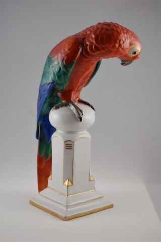 1920 ' s Art Deco Figurine Sculpture Bird Parrot Macaw Zehscherzer Beh Scherzer 7