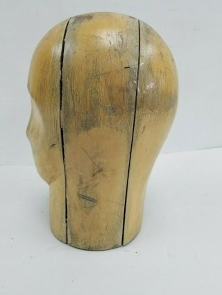 Vtg Wood Wooden Millinery Hat Block Head Mold Form Size 21 