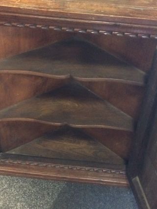 Small Antique Victorian Oak Corner Cabinet with Carved Detail 6