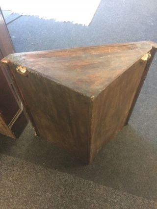 Small Antique Victorian Oak Corner Cabinet with Carved Detail 9