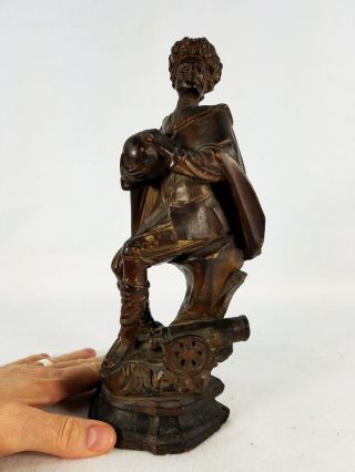 18th 19th Century Hand Carved Figure Russian or German Military Man With Canon 3