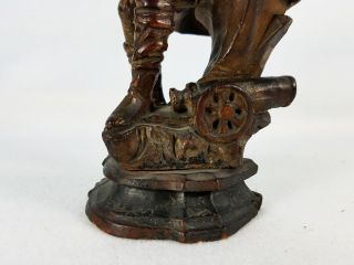 18th 19th Century Hand Carved Figure Russian or German Military Man With Canon 4