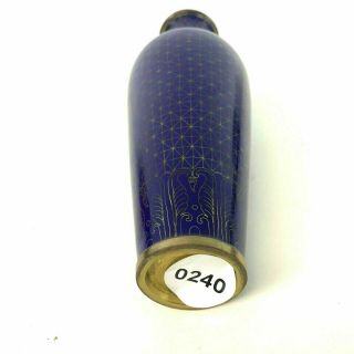 Vintage Chinese Bronze Cloisonne Vases W/ Cobalt Blue Enamel Geometric Design 7