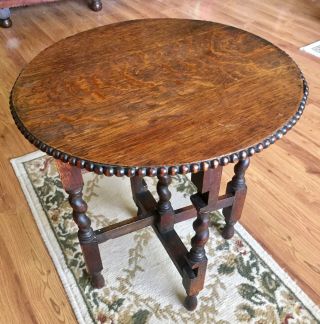 Antique English Oval Tilt - Top Tuckaway Table With Button Edges,  Made In England