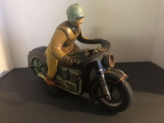 Vintage Modern Toys Masudaya Japan Tin Motorcycle Toy Battery Operated