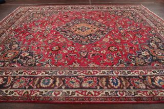 Vintage Red Traditional Floral Hand - Knotted Area Rug Oriental Wool Carpet 10x13
