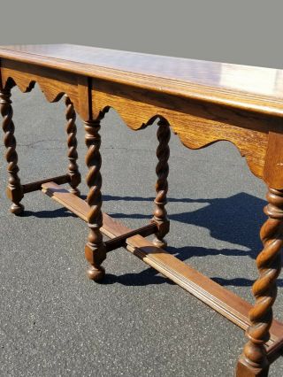 Vintage Ethan Allen French Country Oak Barley Twist Console Entry Table 8