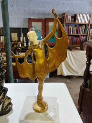 Art Deco Flapper Dancer Statue - Vintage 1930 