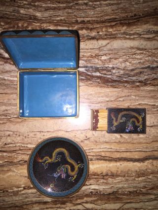 chinese antique Cigarette box,  ashtray and matchbox case 2
