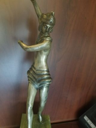 Art Deco Bronze Statue Bookends - from 1930 ' s,  green marble bases,  Great Cond. 3