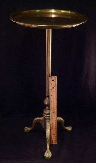 Antique Petite Solid Brass Pedestal Table 20.  5 