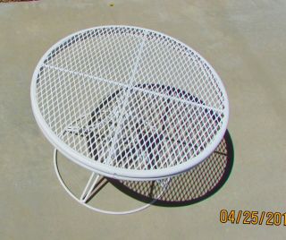 Vintage Homecrest Patio Table Adjustable Wrought Iron Metal Mesh Top Table