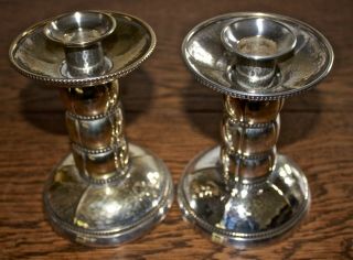 A E Jones Arts And Crafts Planished Silver Plate Candlesticks