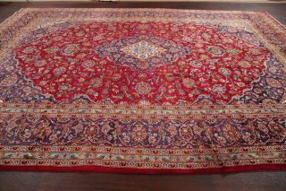 10x14 Vintage Floral Traditional Oriental Area Rug Red Hand - Knotted Wool Carpet